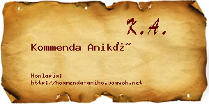 Kommenda Anikó névjegykártya